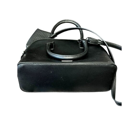 Aldo Black Textured Dome Satchel Handbag & Wallet Pouch - Picture 5 of 8